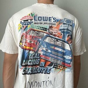 Vintage 2000s Nascar Winston Cup Motorsports Racing Graphics White Tee Shirt